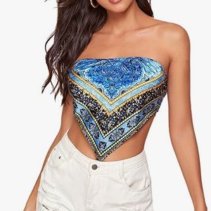 Tie Back Strapless Bandana Tube Top